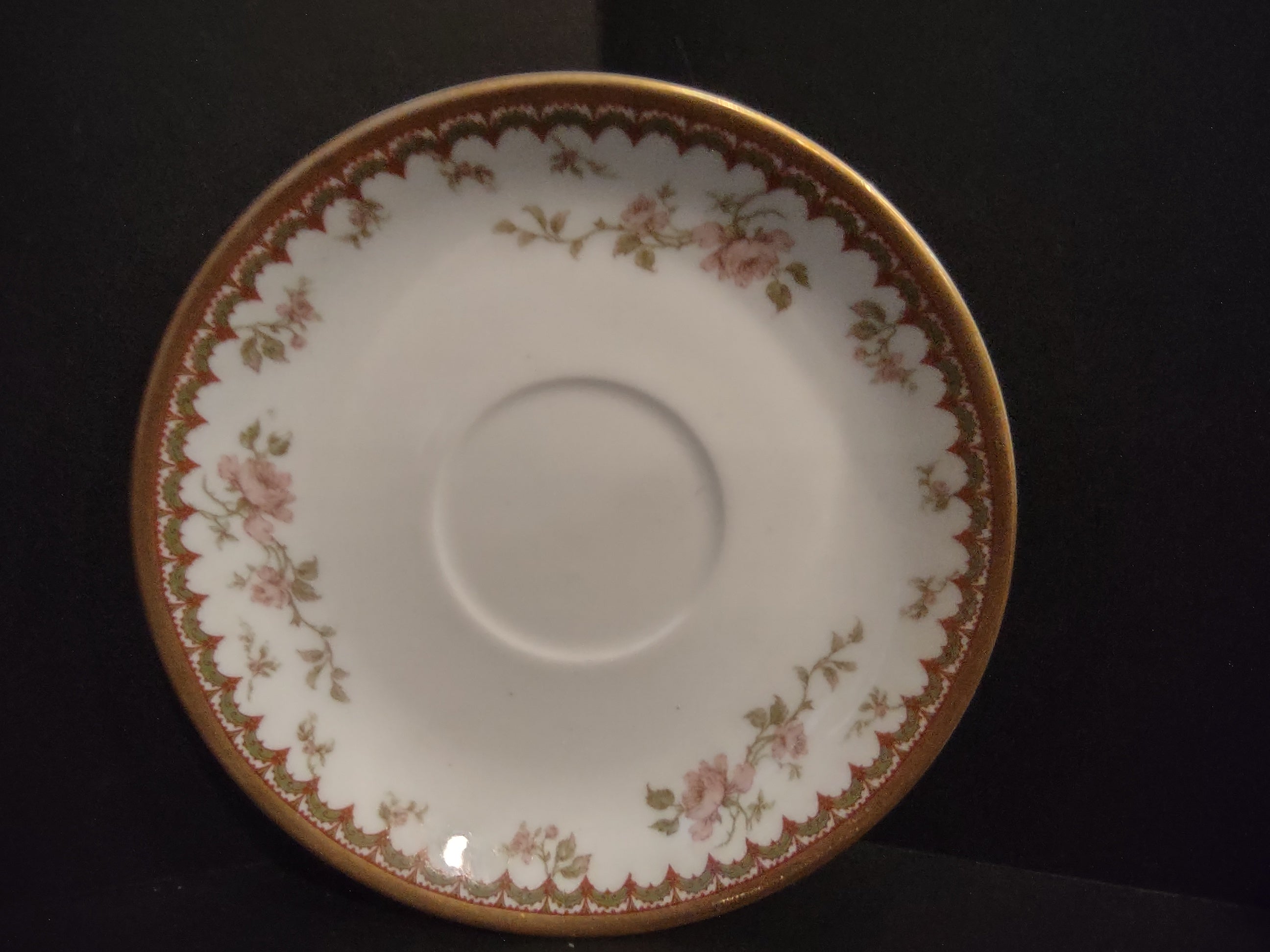 Haviland Limoges French Chic Rose Maroon Green Saucer ONLY (lot 1091)