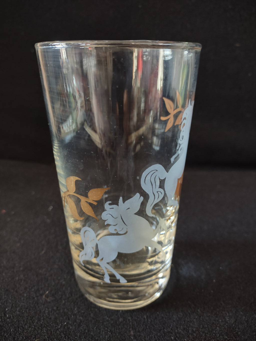 Vintage MCM Libbey Prancing Colt Horses Glass Tumblers x 4 (lot 5164)