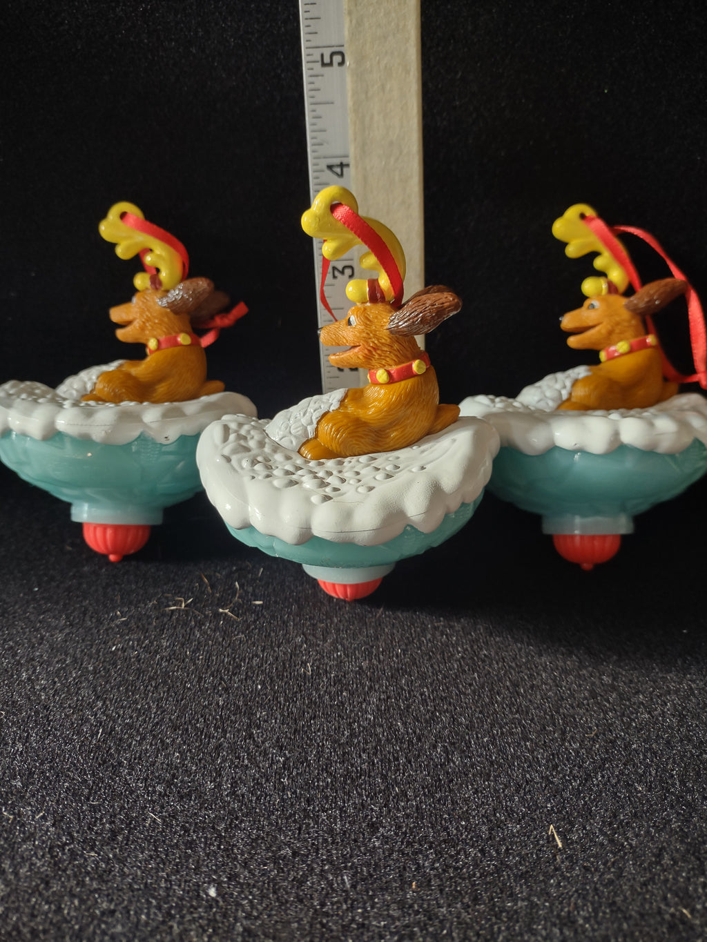 Vintage Wendy Kid's Meal Toy Grinch Max Reindeer Antler Sled Seuss X3 (Lot 4521)