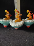 Vintage Wendy Kid's Meal Toy Grinch Max Reindeer Antler Sled Seuss X3 (Lot 4521)