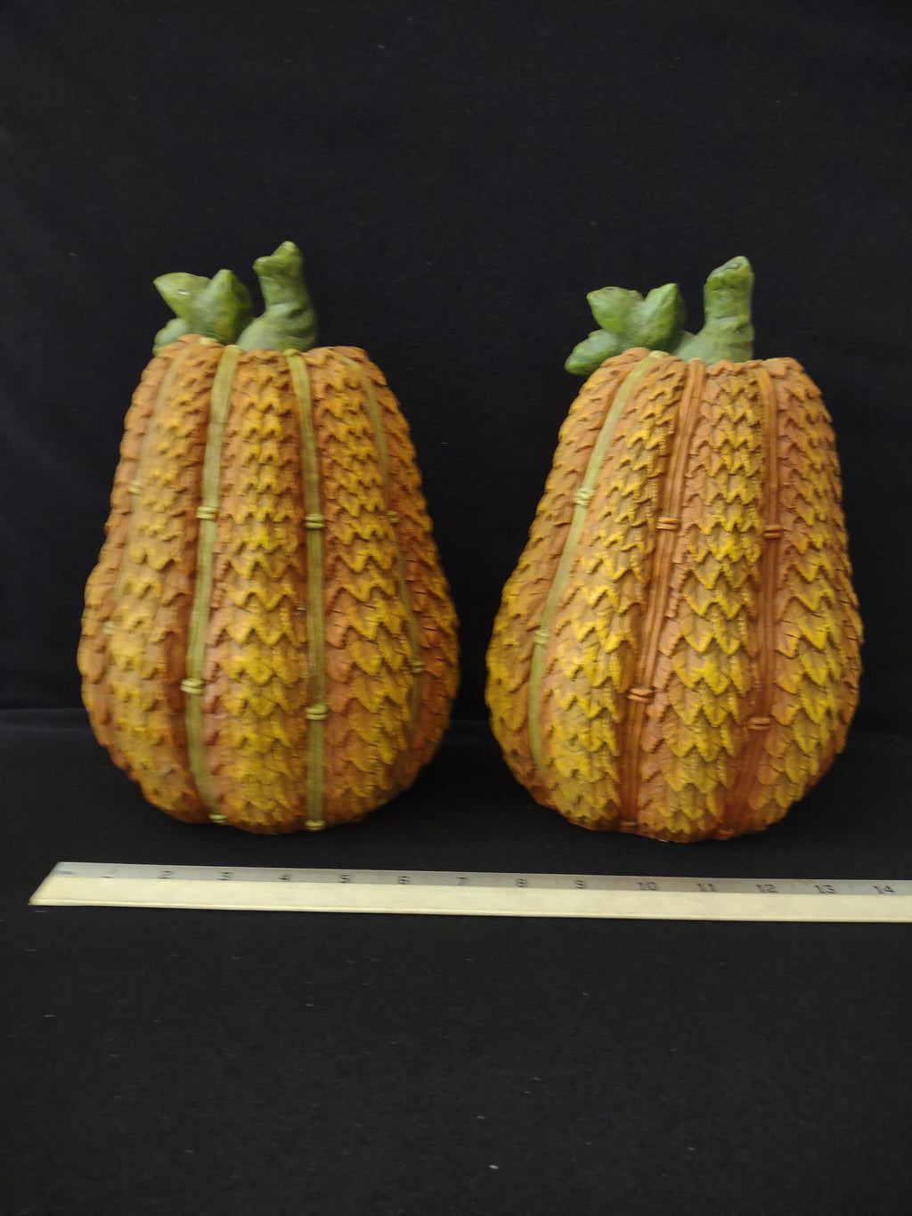 Thanksgiving/Halloween/Harvest Polyresin Pumpkins X 3 (Lot 3125)