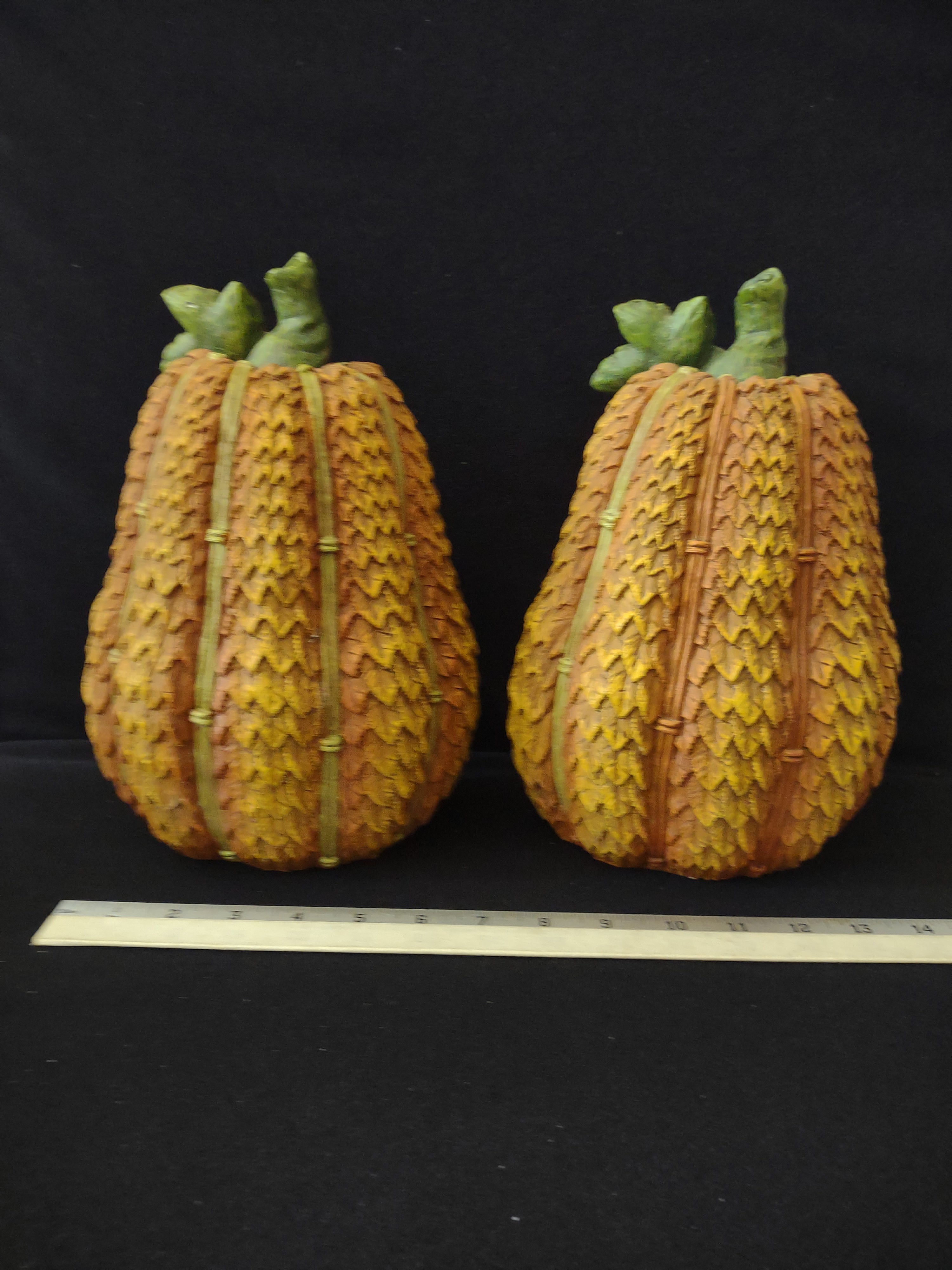 Thanksgiving/Halloween/Harvest Polyresin Pumpkins X 3 (Lot 3125)