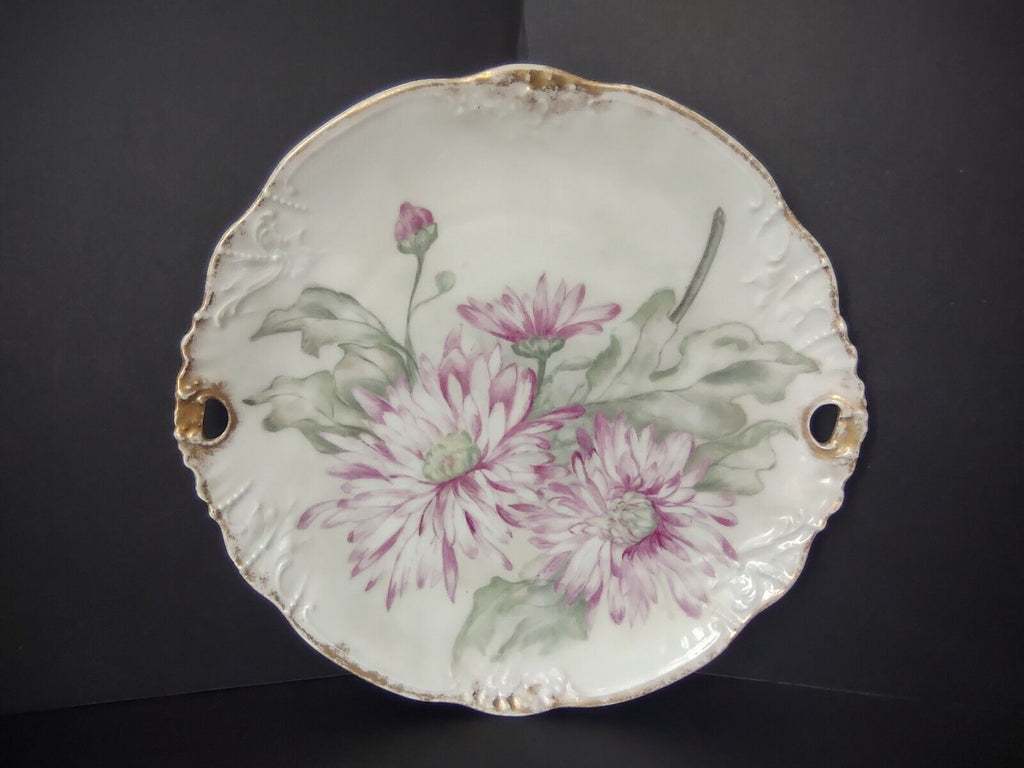 CT Germany Chrysanthemum Cake Plate Gold Trim (lot 752)