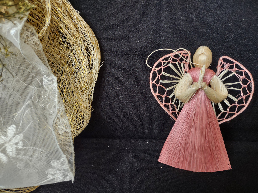 Set of 4 Straw Angels Christmas Ornament (lot 1759)