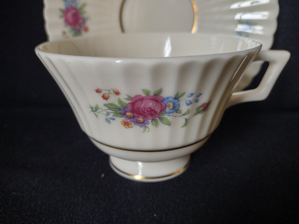 Vintage Lenox Pavlova Tea Cup with Saucer Blue Stamp (lot 1840)