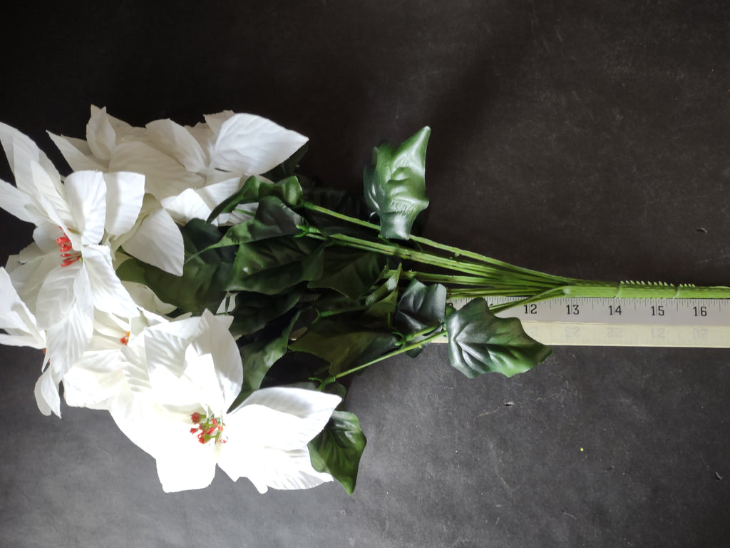 Christmas Lot Artificial Flower Poinsettia White 12 stems 17" Long (Lot 3342)