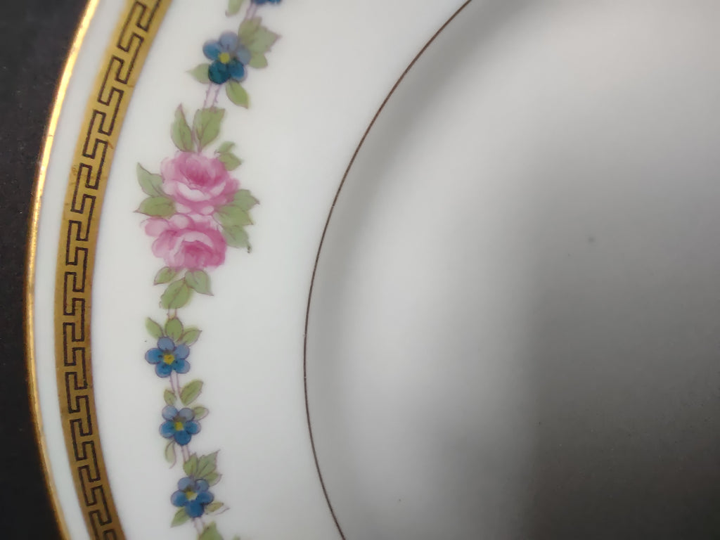 France Limoges for L. Bernardaud Double Gold Trim Roses Dessert Plate (lot 972)