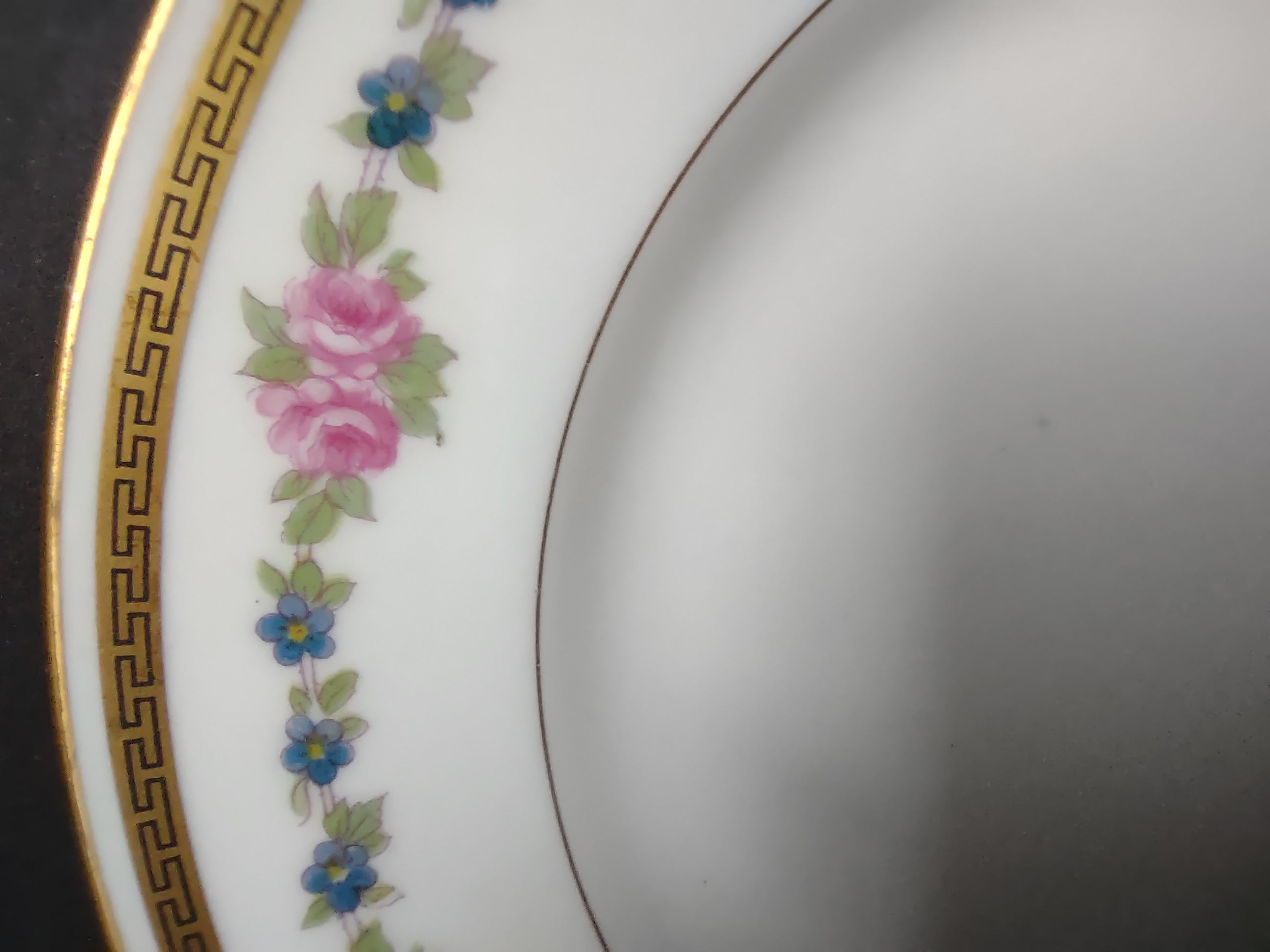 France Limoges for L. Bernardaud Double Gold Trim Roses Dessert Plate (lot 972)