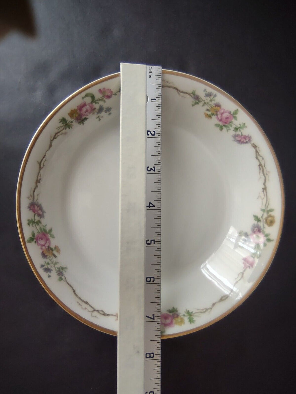 Vintage GDA Limoges Gold Coupe Soup Bowl Plate Summer Flower Garland (lot 691)