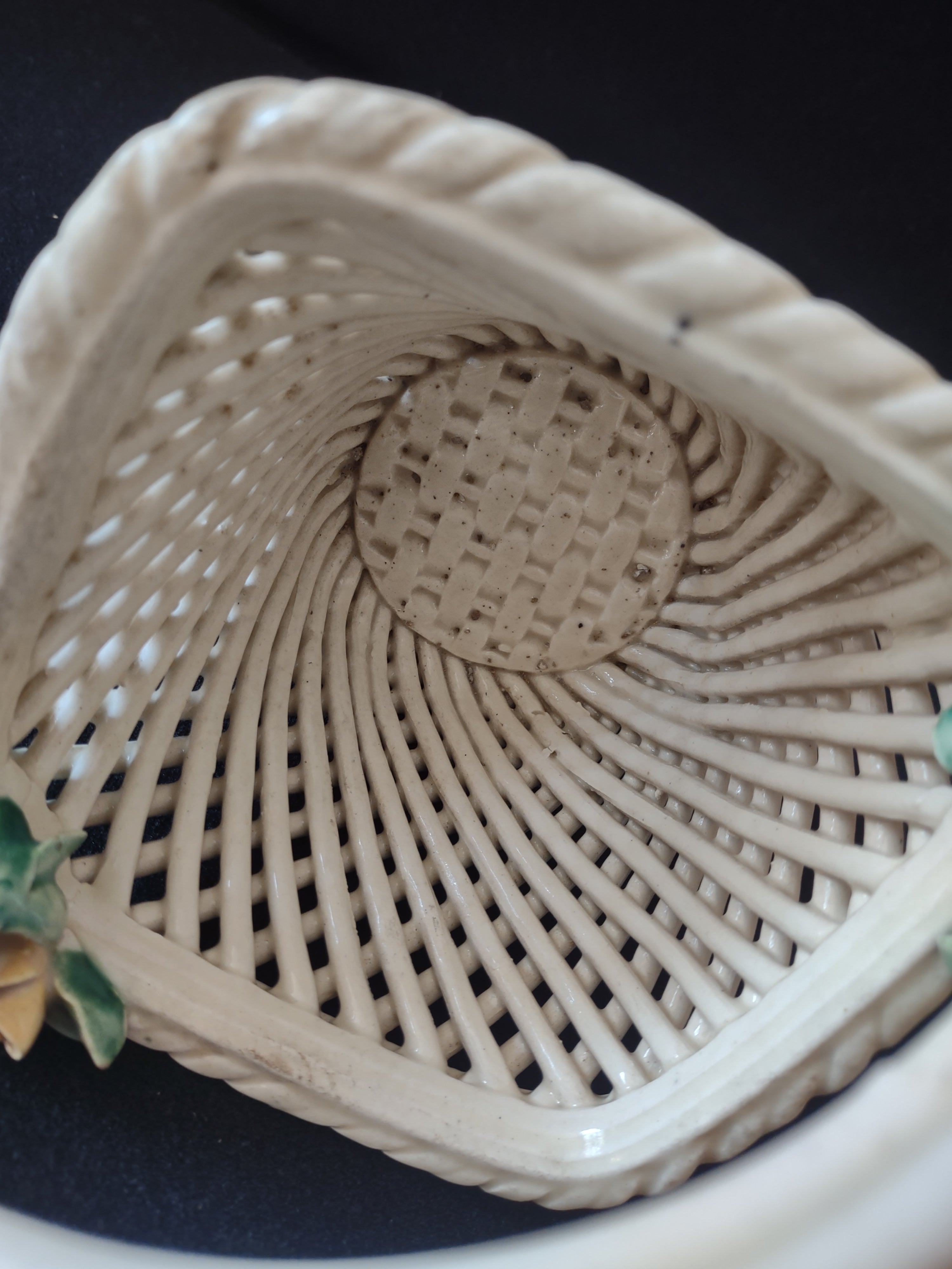 Vintage Ceramic Reticulated Small Basket Roses Made in Italy (lot 5525)