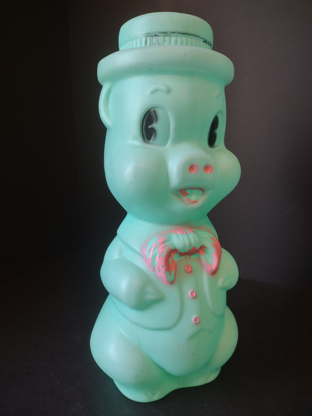 Vintage Blow Mold Piggy Bank Turquoise 16" (lot 1465)