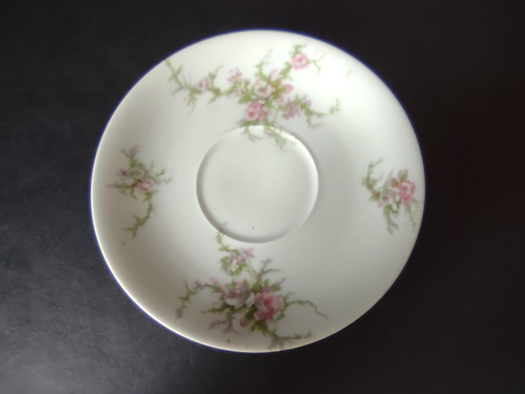 Haviland Limoges Saucer ONLY Pink White Cabbage Rose Moss (lot 910)