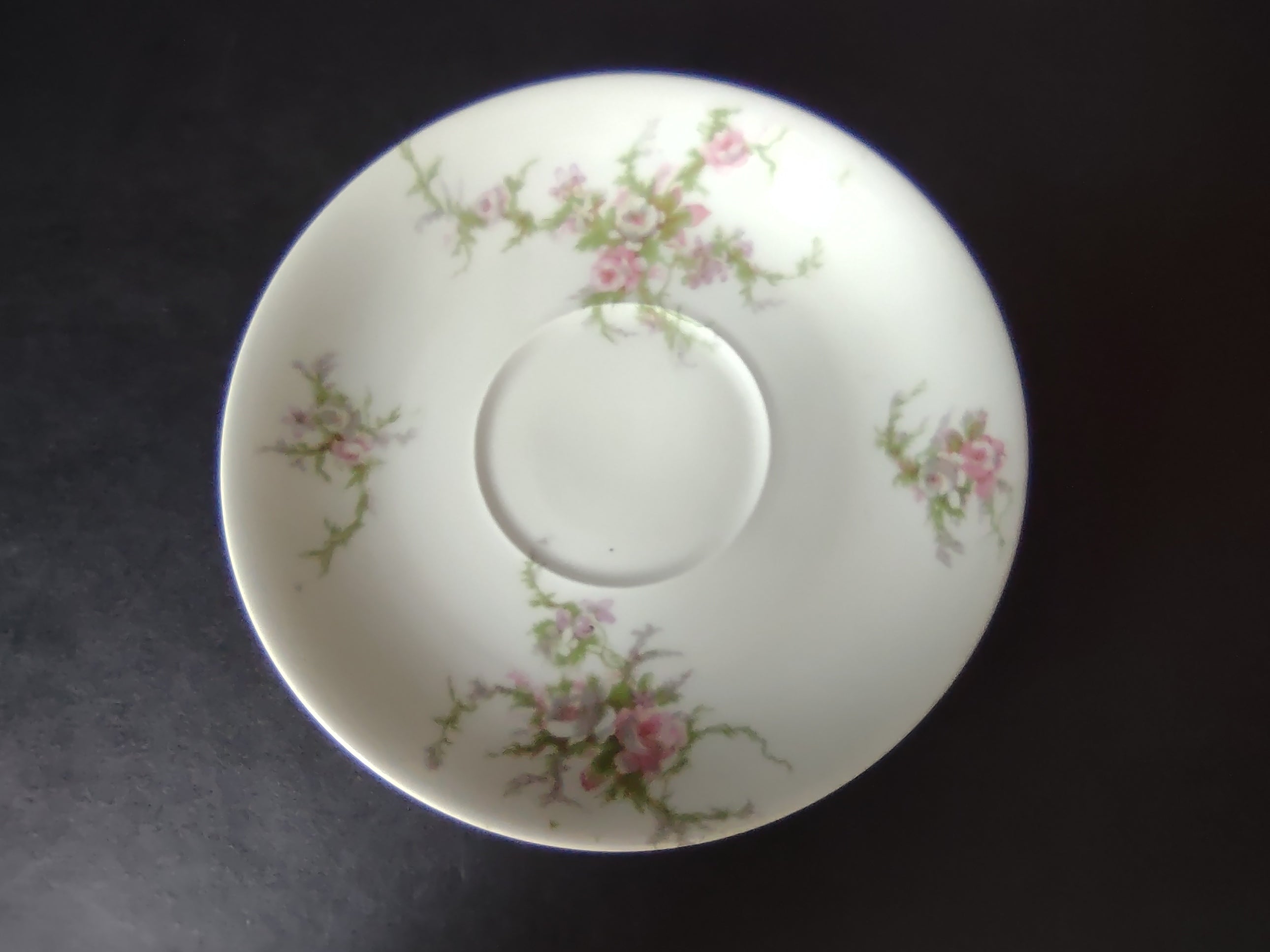 Haviland Limoges Saucer ONLY Pink White Cabbage Rose Moss (lot 910)