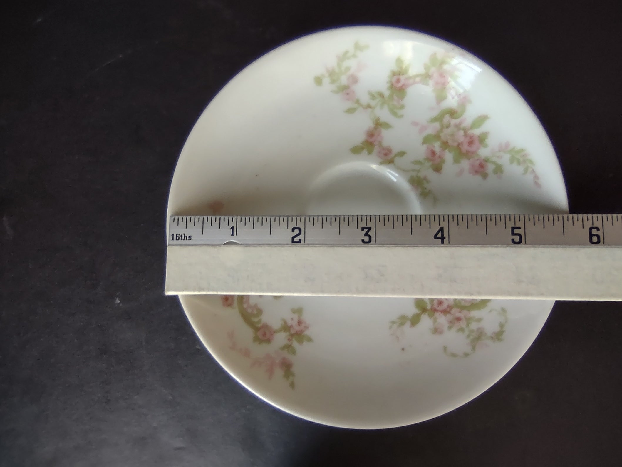 Haviland Limoges Saucer ONLY Pink Rose Green Ribbon (lot 894)