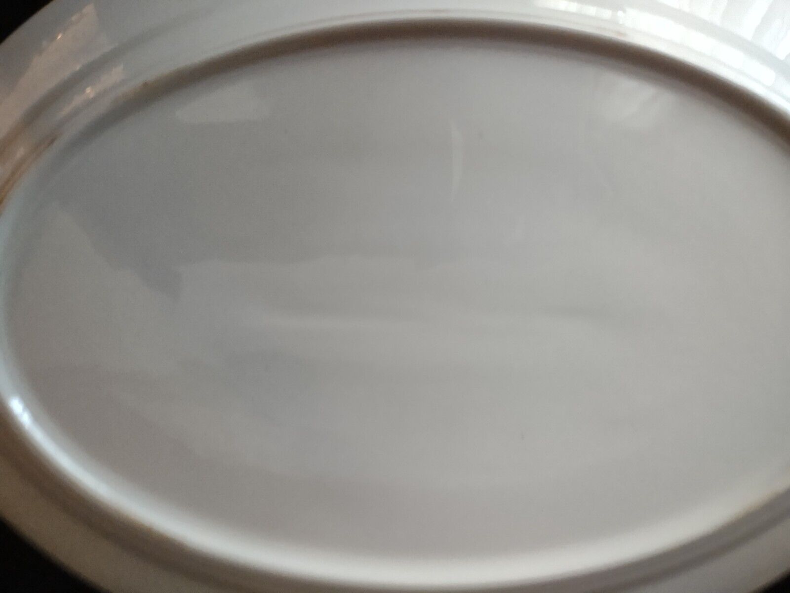 Plain White Oval Serving Platter 14" x 10-1/2" NO BACKSTAMP (lot 414)