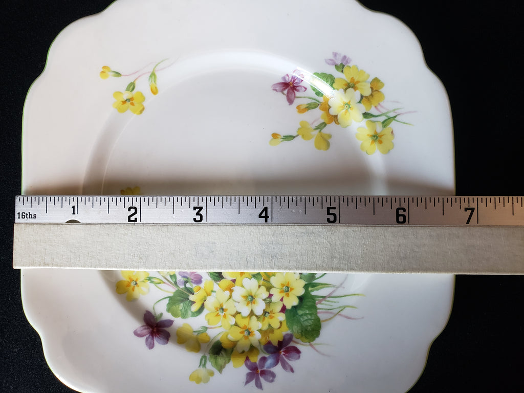 Vintage Royal Albert Primulette Square Dessert Plate 6-3/4" (lot 2029)