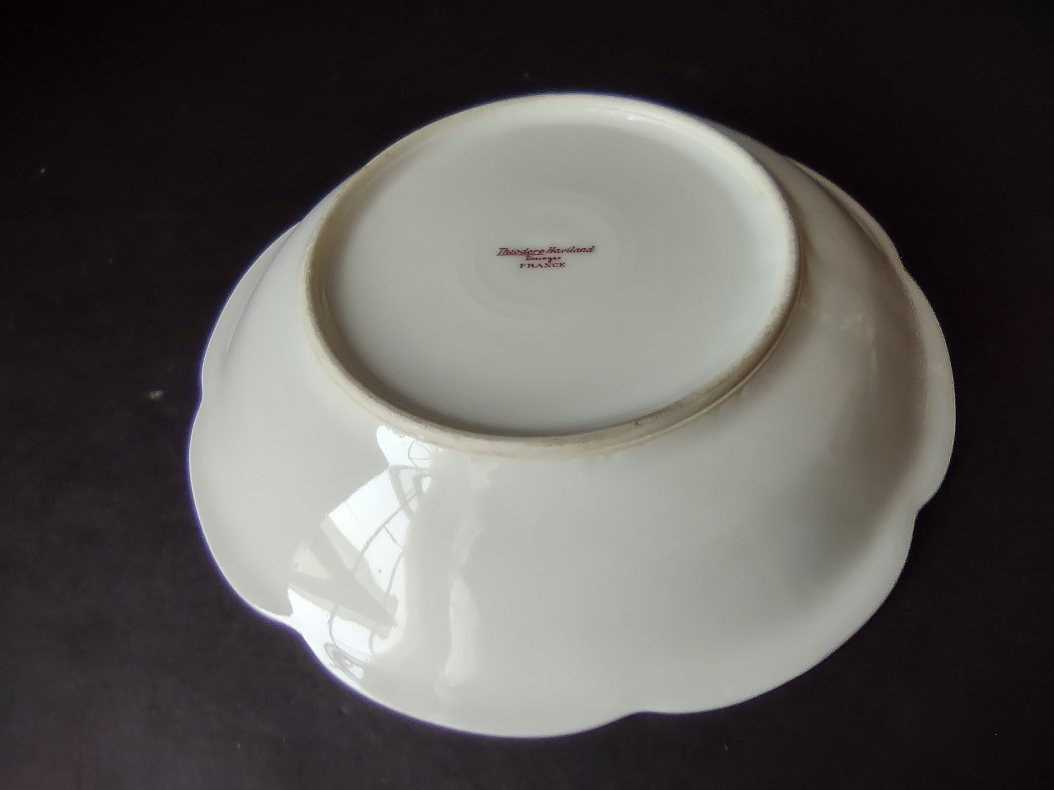 Haviland Limoges Cream Soup Plate Pink Thistle & Daisy (lot 883)