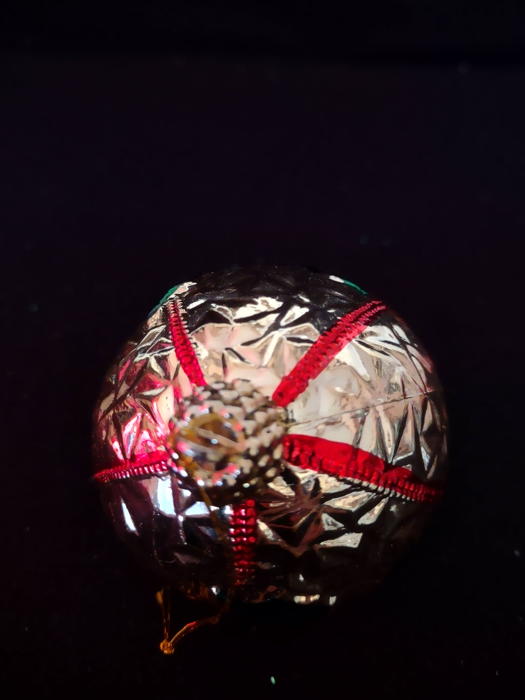 Vintage Christmas Ornaments Golden Textured x 8 Plastic (Lot 4507