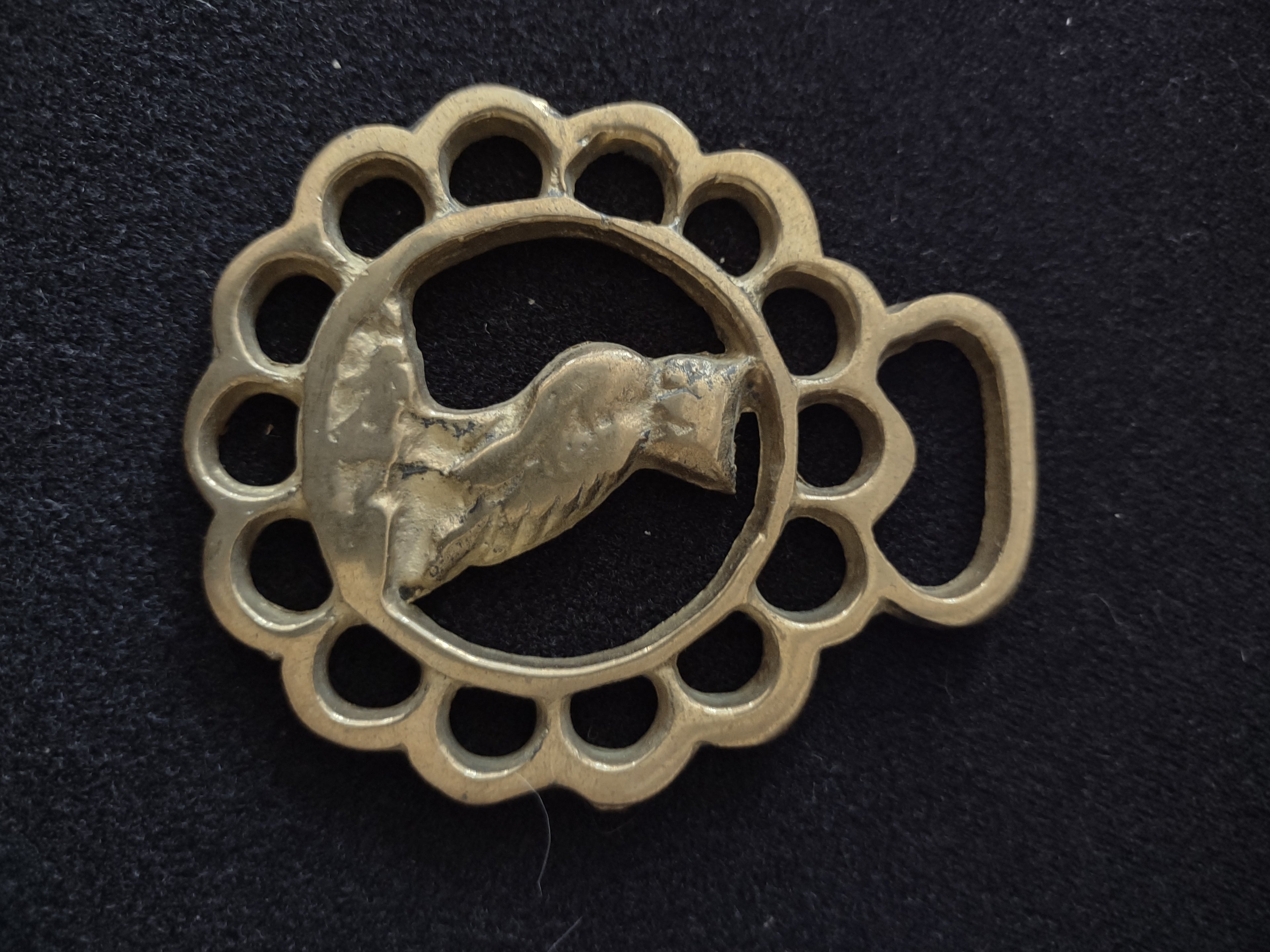 Vintage Brass Horse Harness Medalion Owl (lot 2986c)