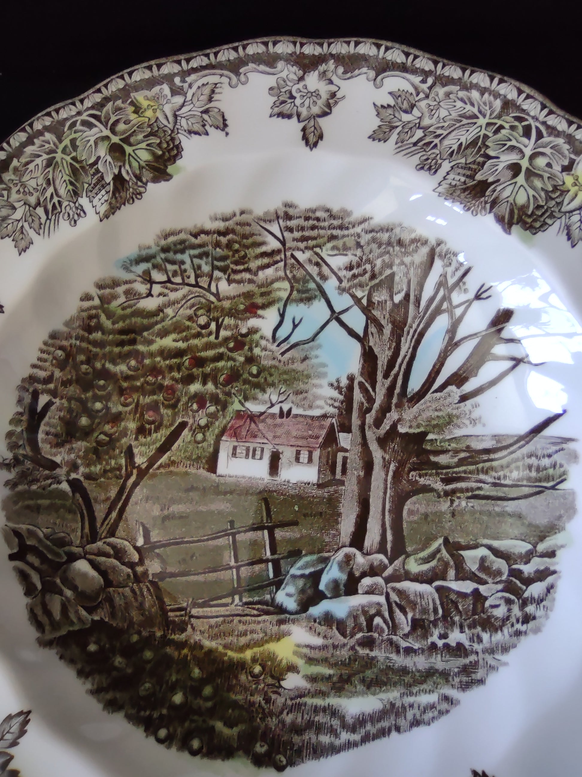 Vintage Johnson Bros Rim Soup Bowl Ironstone The Friendly Village x 6 (Lot 5532)