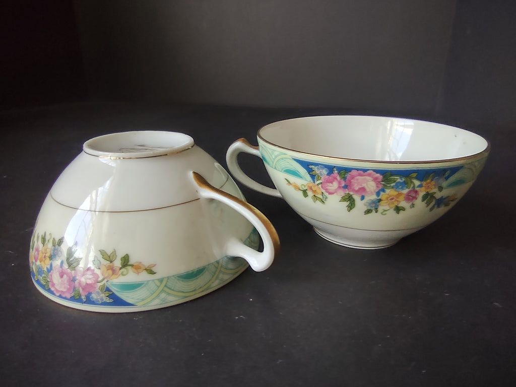 Haviland Limoges Massachusetts 2 x Tea Cup ONLY Blue Floral (lot 936)