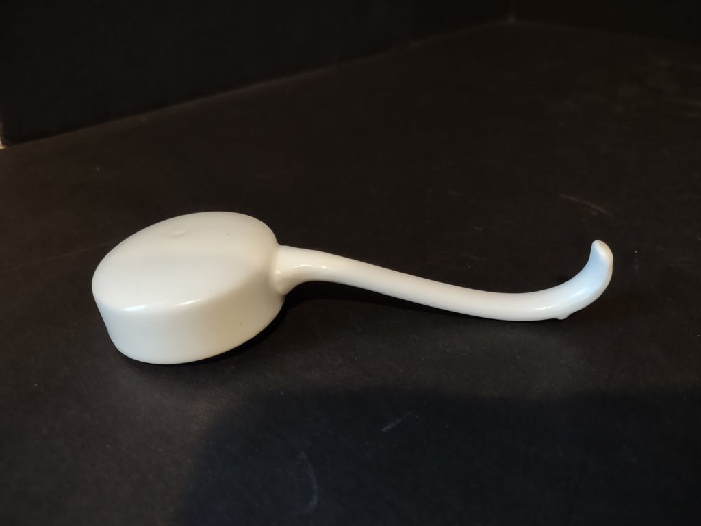 Vintage Small Spoon Ladle White Golden Trim Pink Flower (lot 5359)
