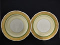 Set 2 Heavy Gold Trim Coronet Dinner Plate Bone China Green Cream (Lot 316)
