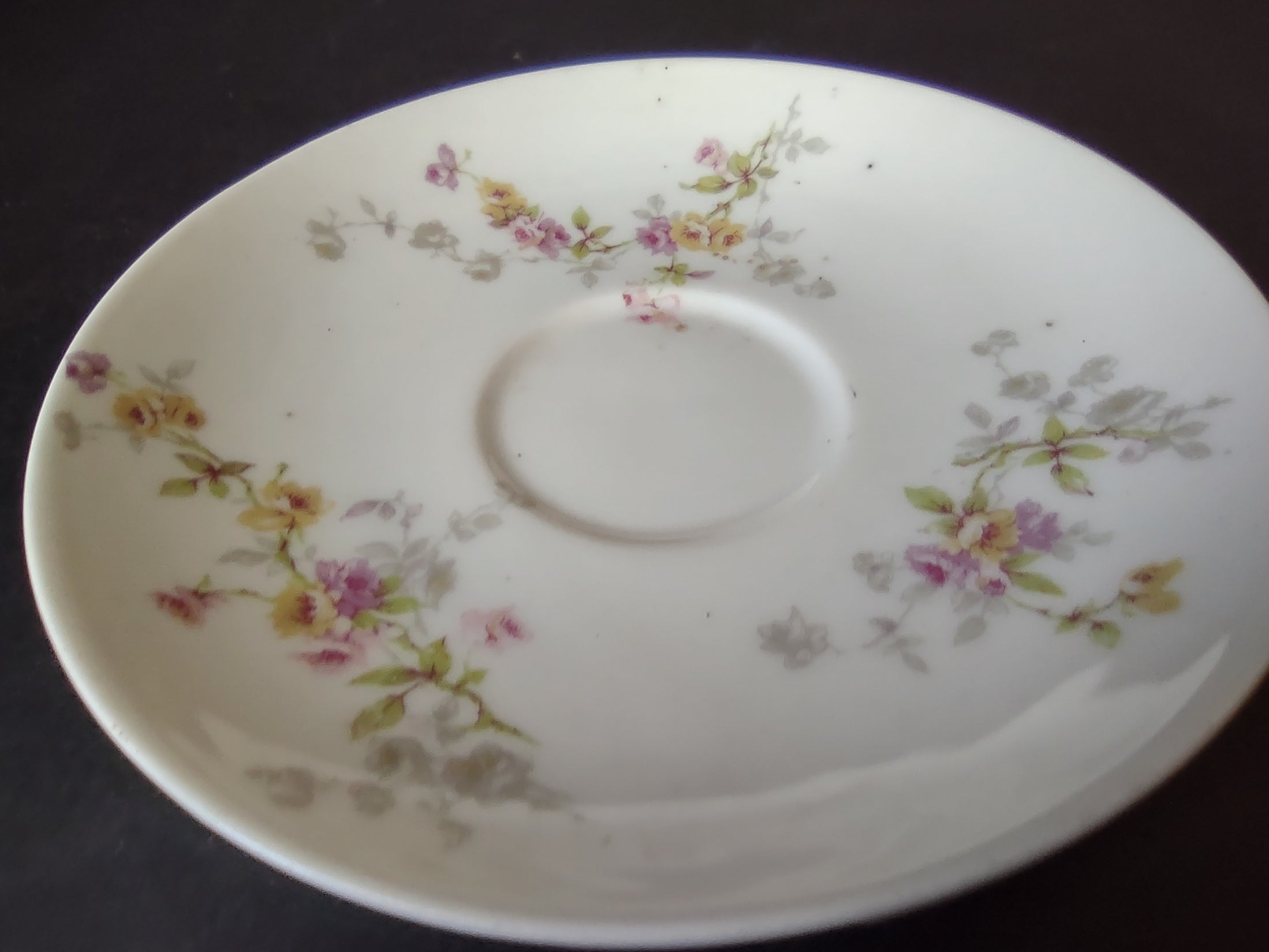 Haviland Limoges Saucer ONLY Pink Yellow Rose (lot 917)