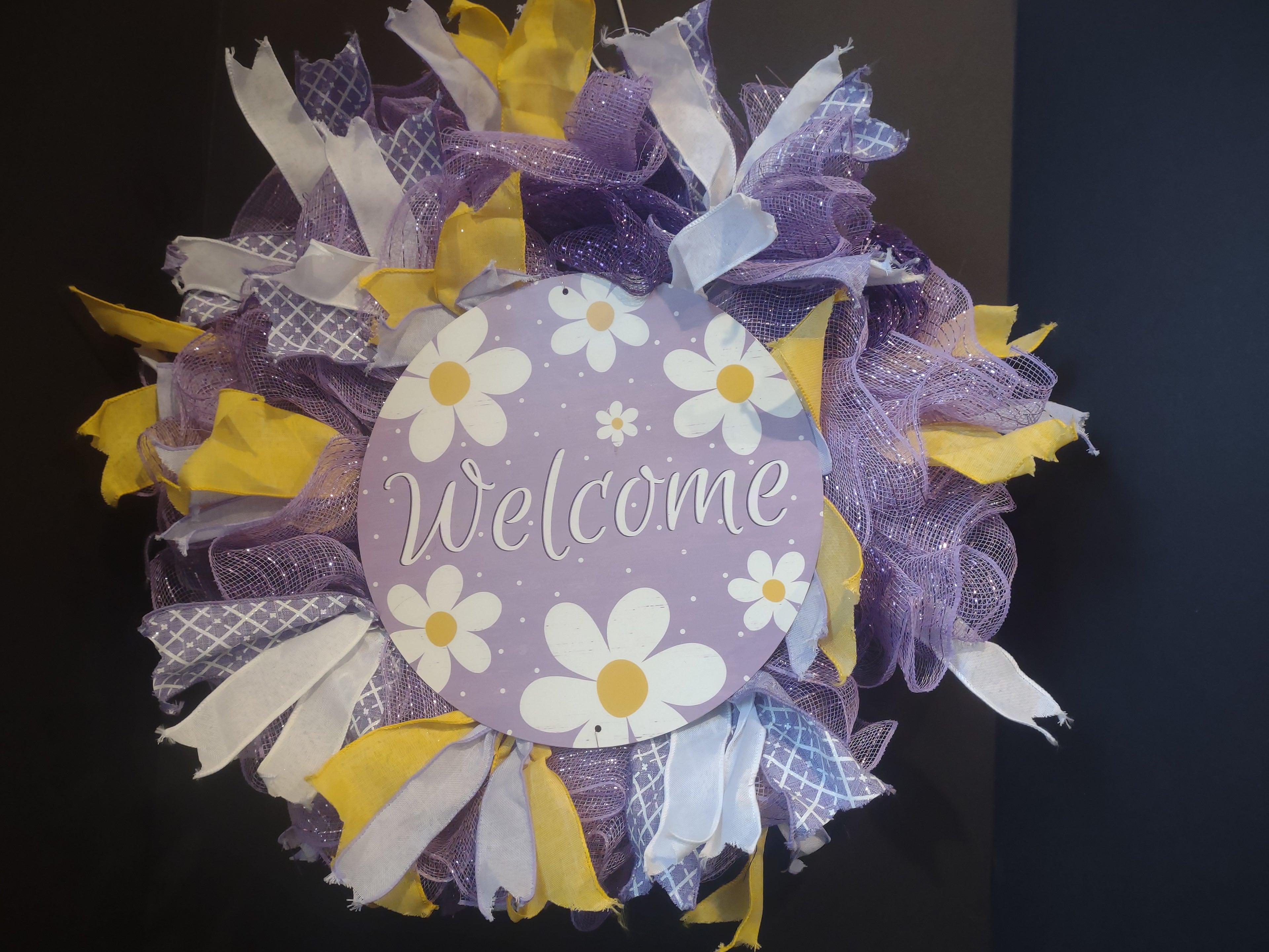 Spring Easter Welcome Wreath Ribbon Mesh (lot 1397)