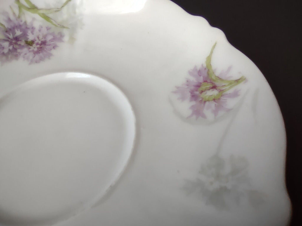 Haviland Limoges France Purple Flower Scalloped Edge White 5-1/4" Saucer lot 725