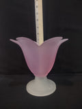 Frosted Lavendar Flower Petals 7" Candle Holder (Lot 3203)