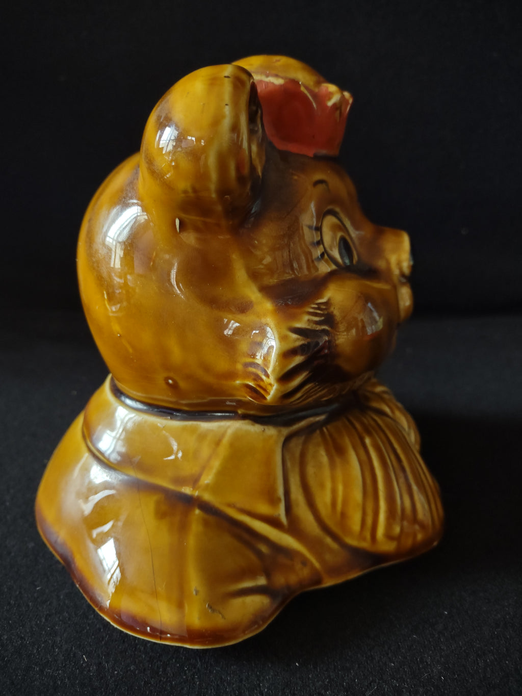 Vintage Ceramic Cookie Jar LID ONLY Japanese King Brown Bear (Lot 5294)