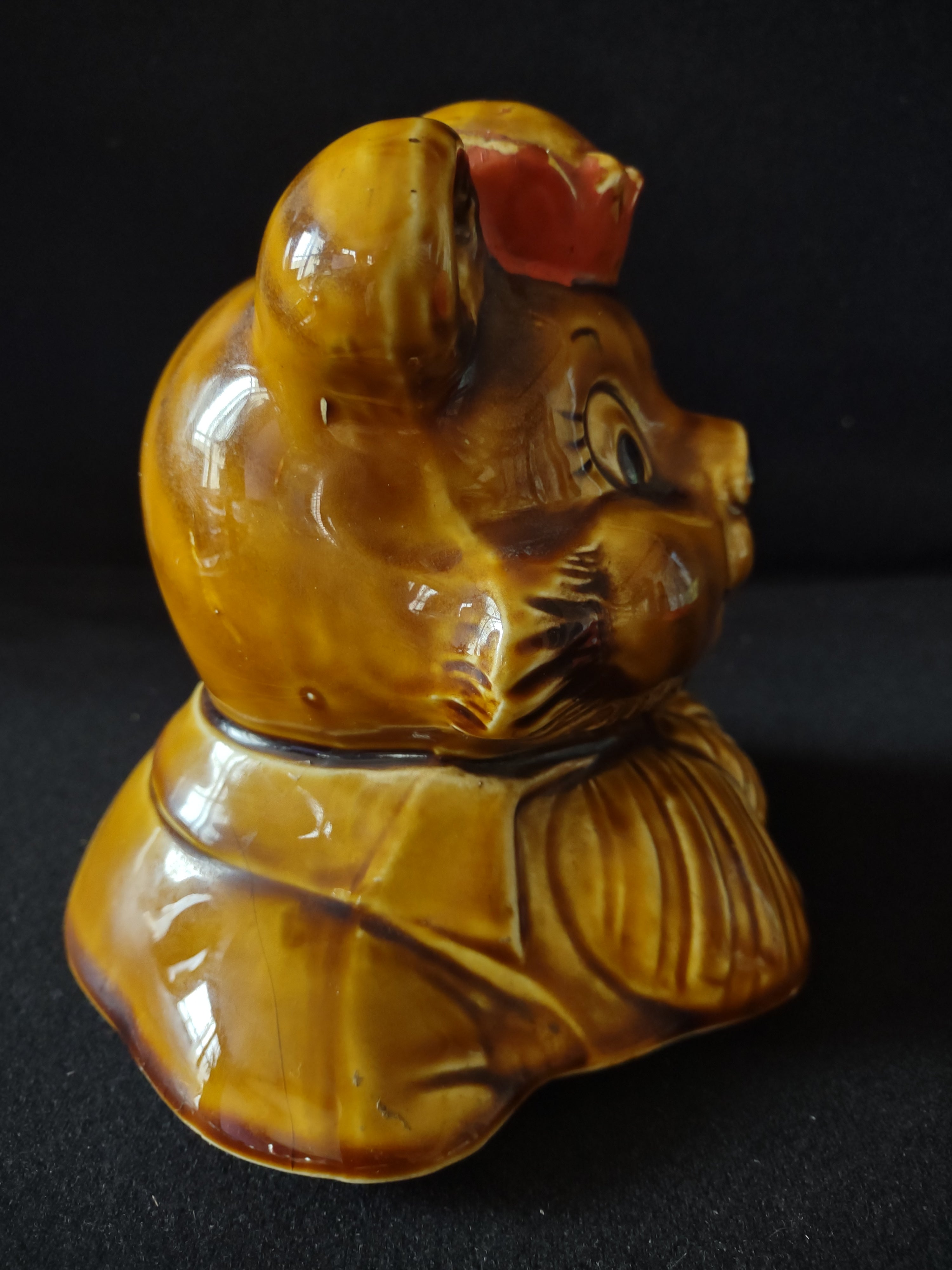 Vintage Ceramic Cookie Jar LID ONLY Japanese King Brown Bear (Lot 5294)
