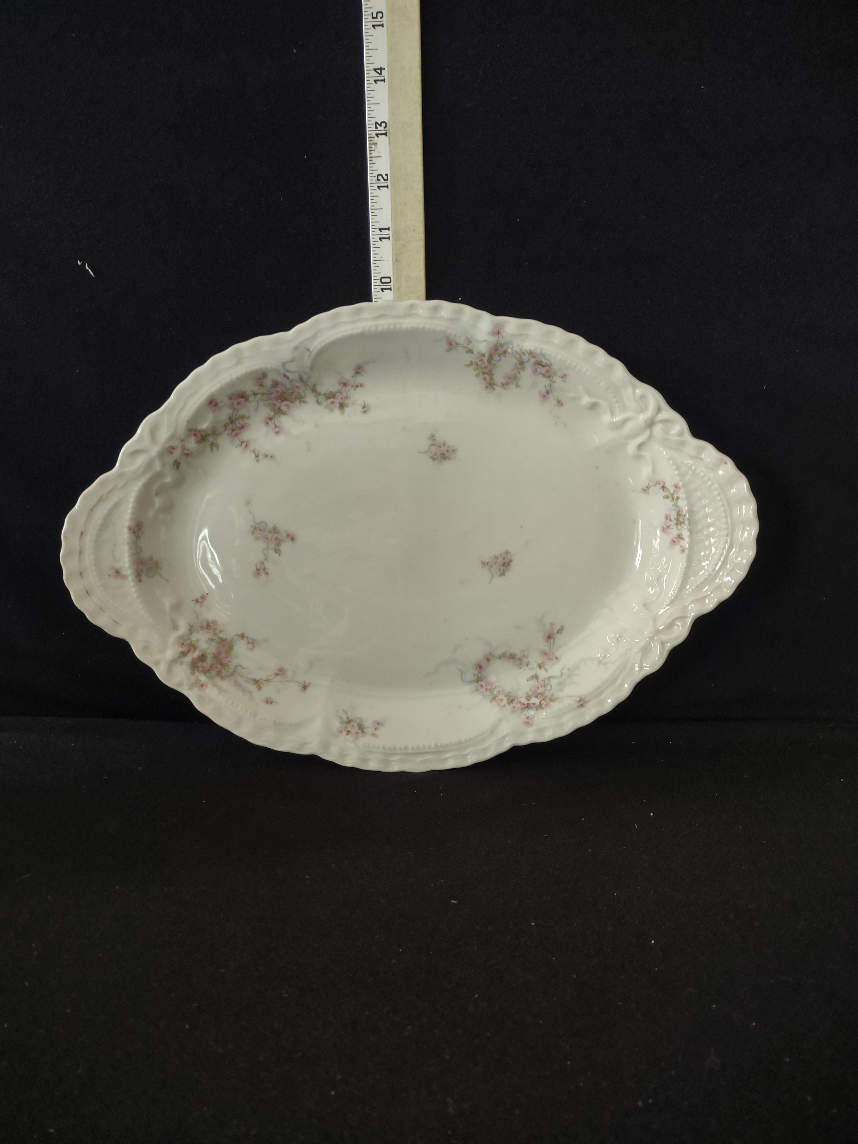 Antique Theodore Haviland Limoges Pink Floral Oval Serving Platter (Lot 3867)