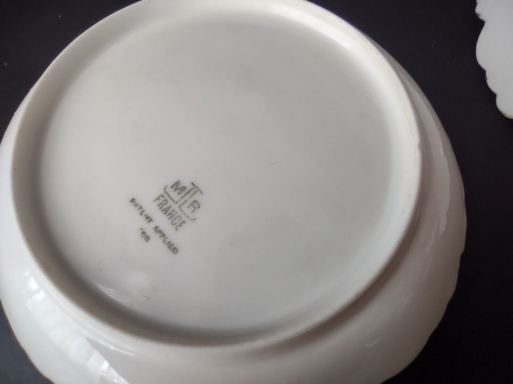 Vintage M. Redon Limoges Raised Edge Gold 3 x Bowls Pink Blue Cream (lot 695)