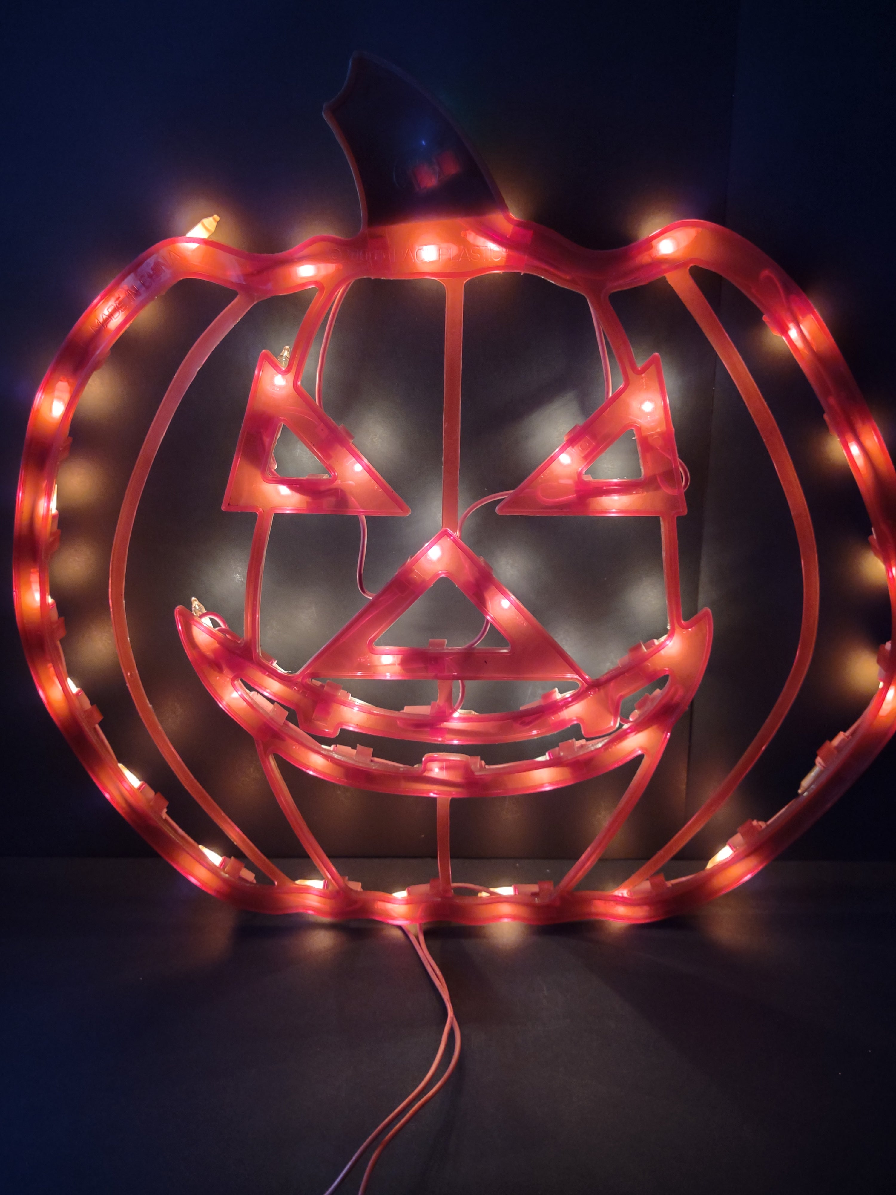 Halloween Lighted Jack O Lantern Window Wall Hanging REPAIRED (Lot 4759)
