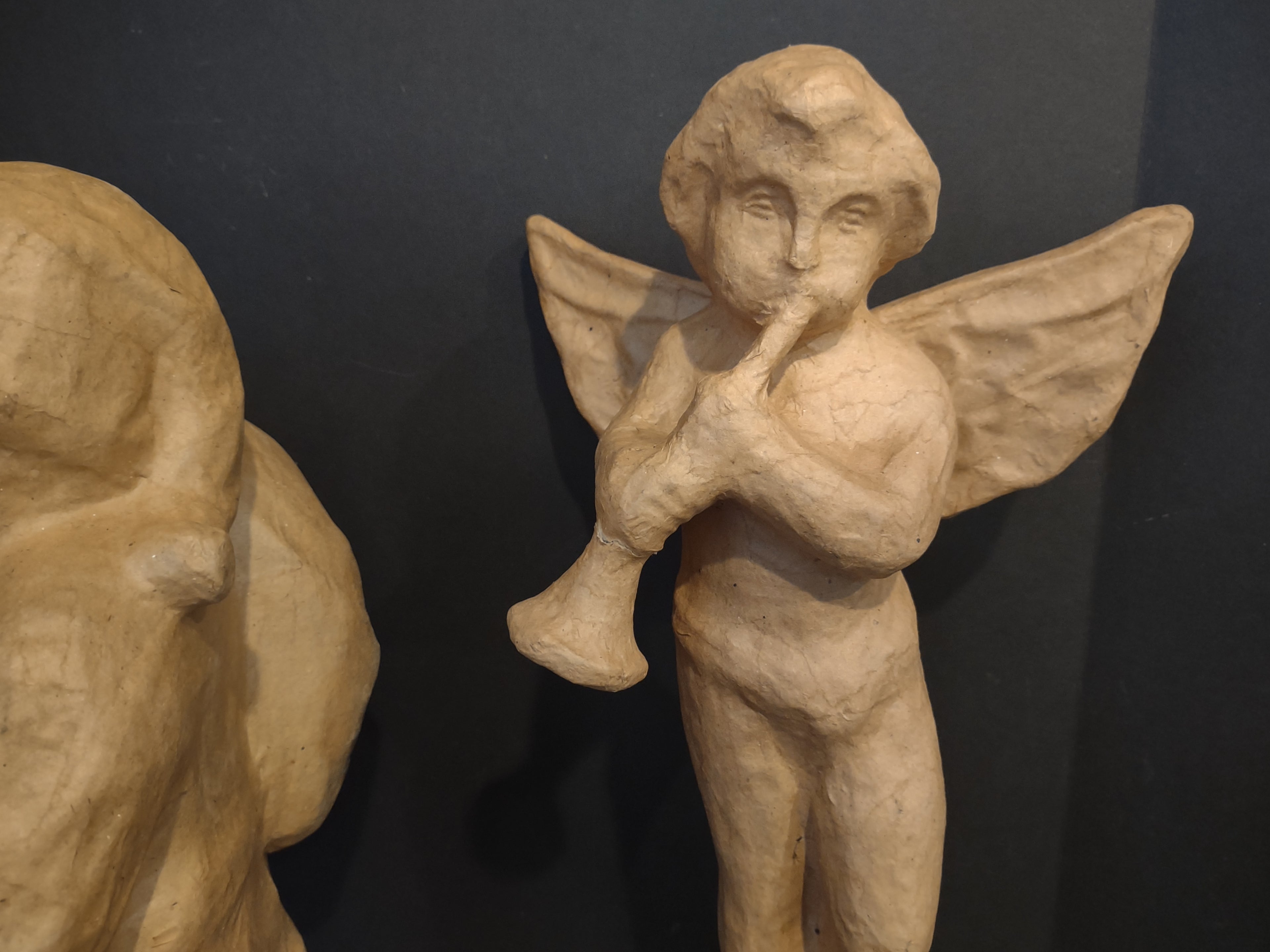 Christmas Paper Mache Set Angel Santa IMPERFECT (lot 1290)