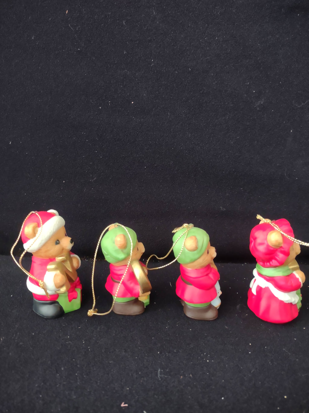 Vintage Homco Christmas Noel Bear Ornaments Set Of 4 (Lot 3733)