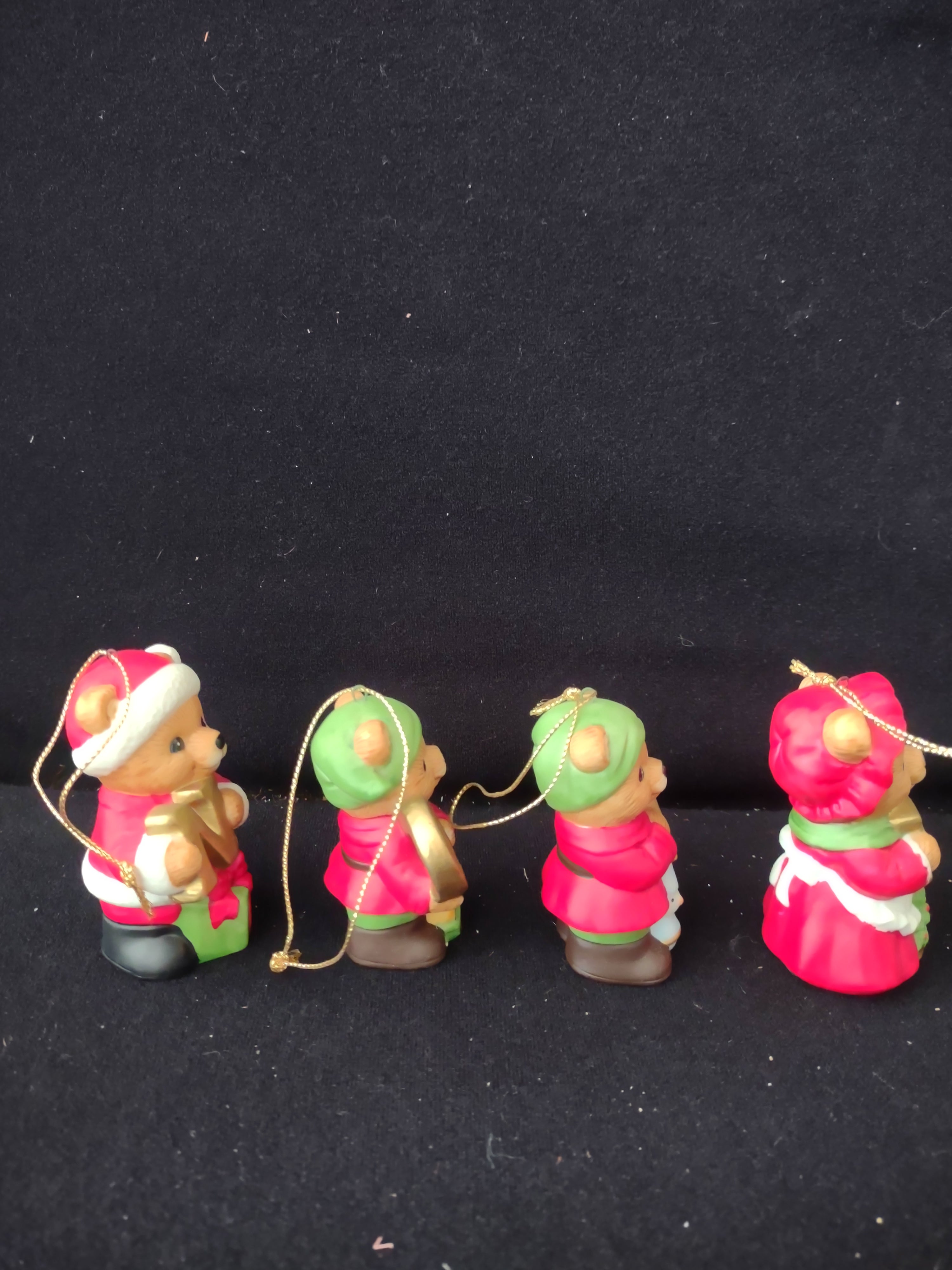 Vintage Homco Christmas Noel Bear Ornaments Set Of 4 (Lot 3733)