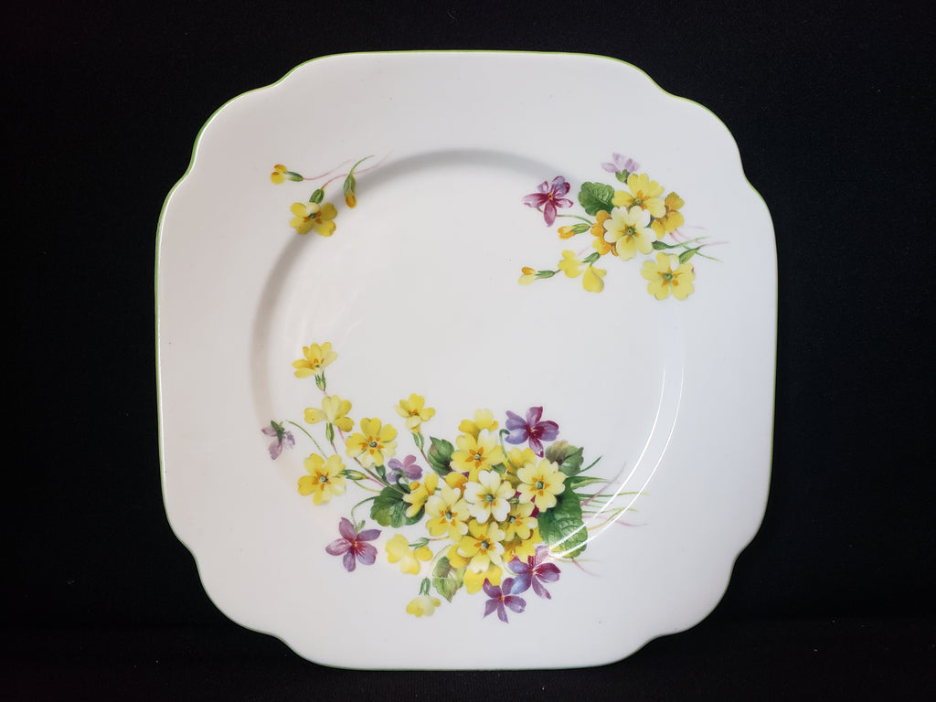 Vintage Royal Albert Primulette Square Dessert Plate 6-3/4" (lot 2029)