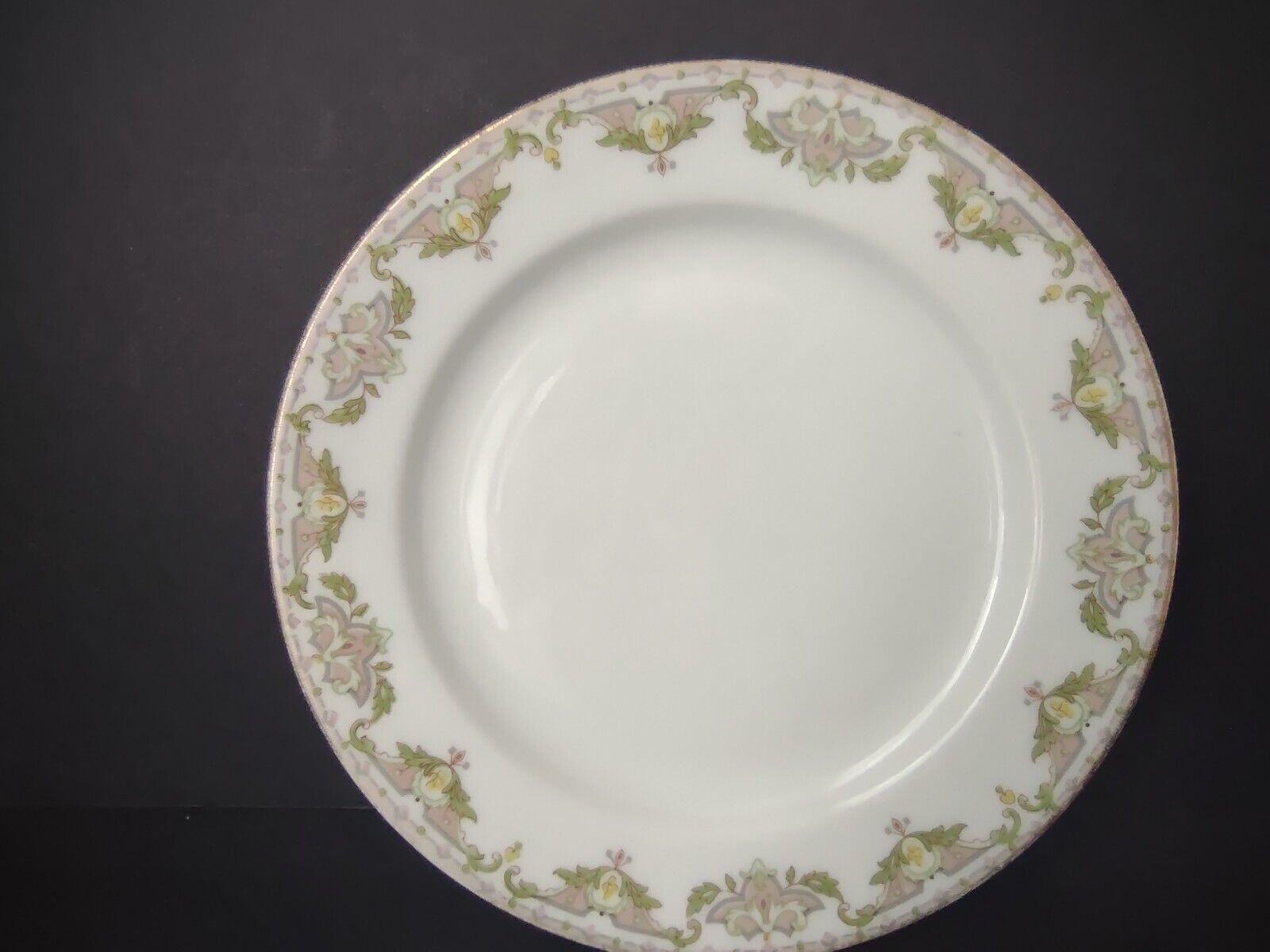 JP (Jean Pouyat) France Dessert Plate Pink Green Yellow (lot 623)