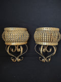 Gold Metal Wall Hanging Pocket Planter Home Interiors x 2 Some RUST (lot 2519c)