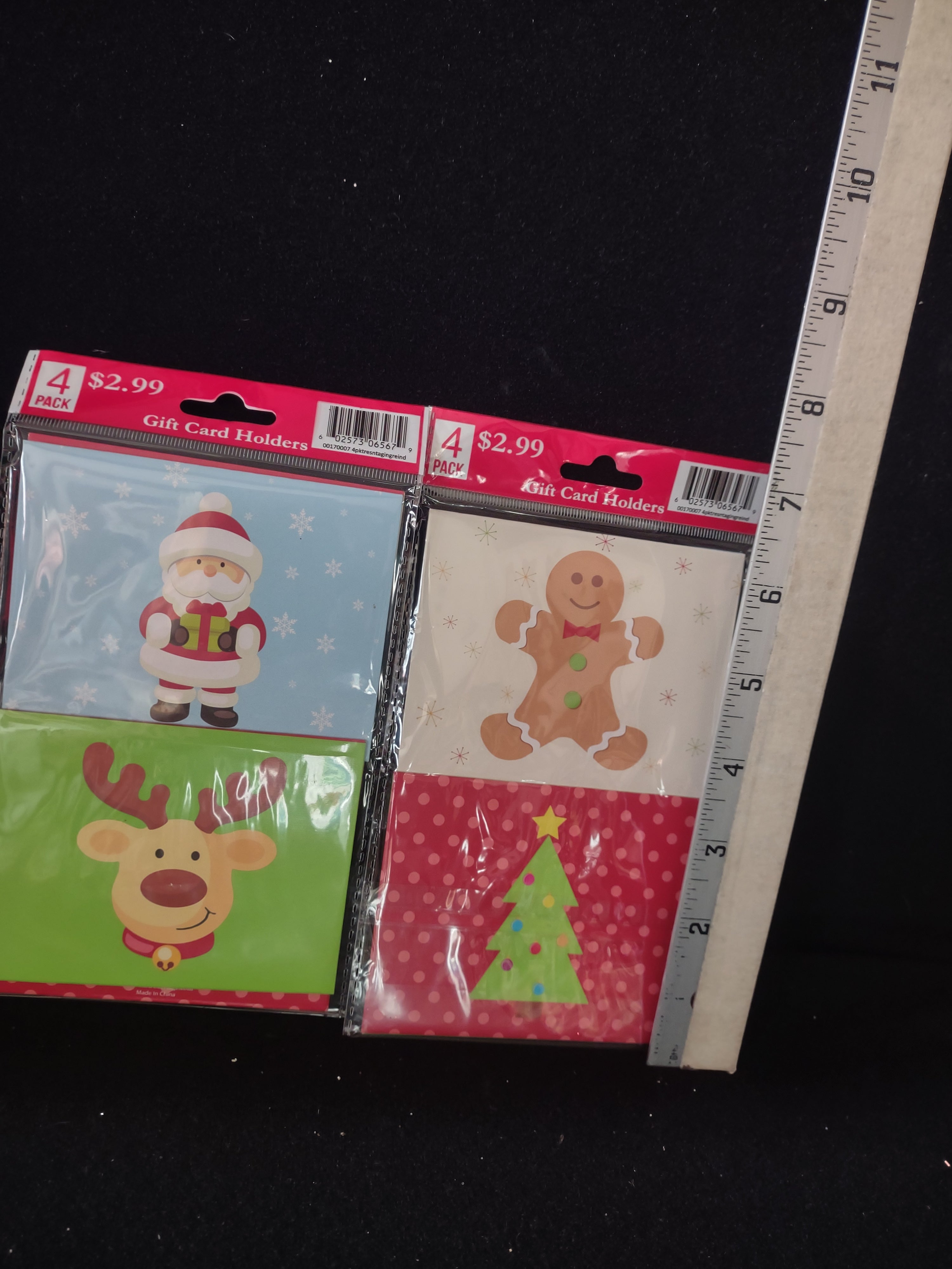Christmas Gift Card Holders 10 Pkgs Of 4 Santa Reindeer Tree Cookie (Lot 4631)