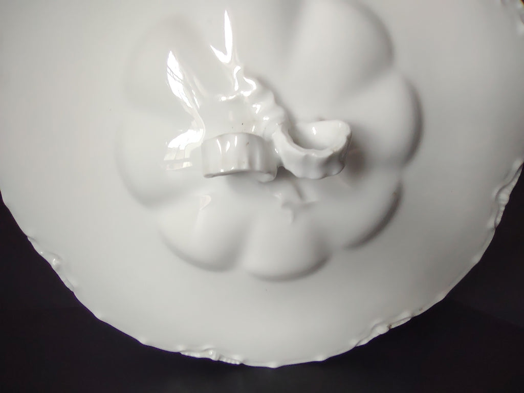 Haviland France Limoges Round LID ONLY for Serving Bowl Plain White (lot 1022)