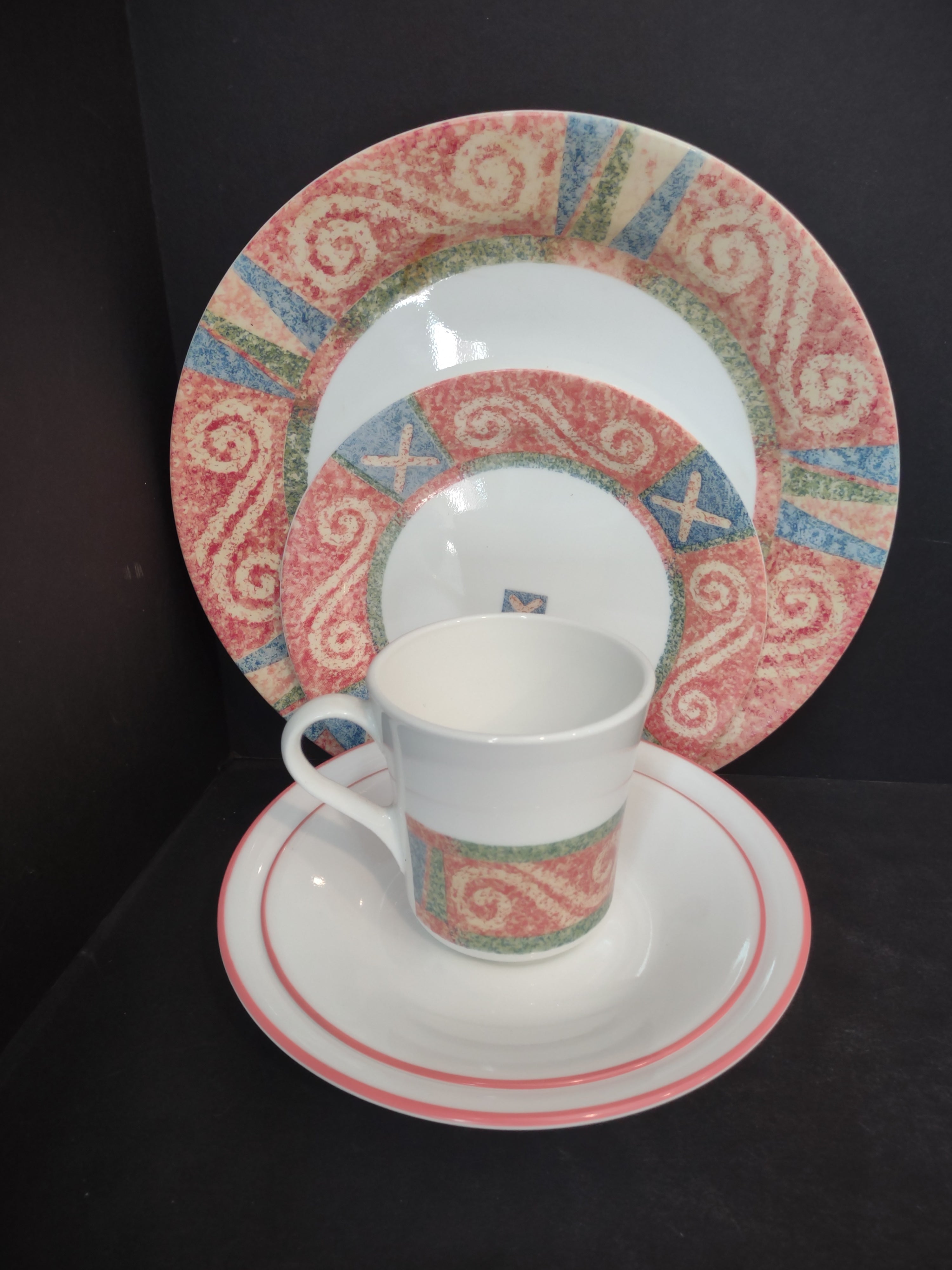 Corelle Sand Art 20 pc Set for 4 Dinner Salad Plate Soup Bowl Mug (lot 2948t)