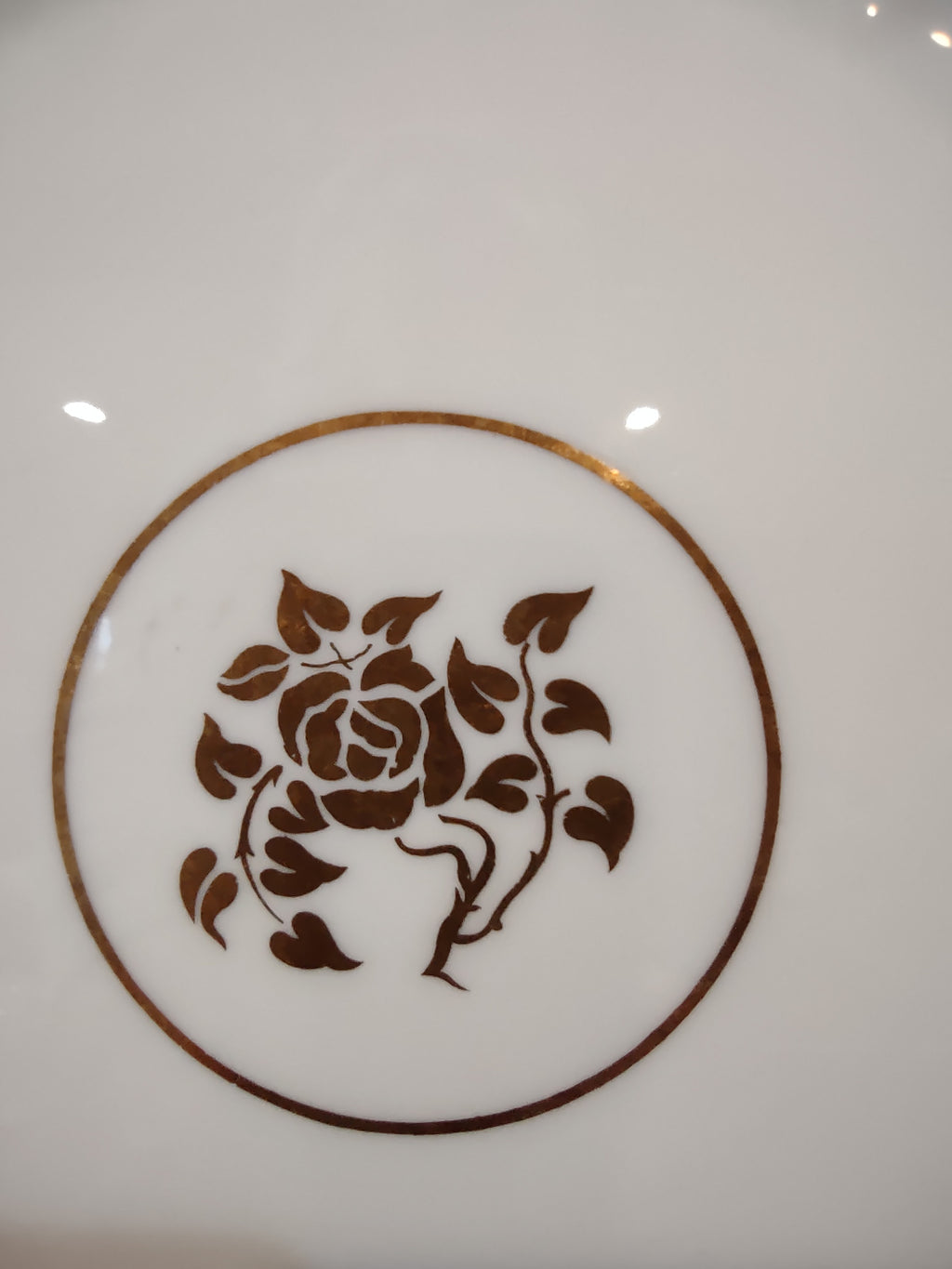 Vintage Minton Gold Rose Dinner Plate England Bone China Gold Trim x 3 (Lot 5426