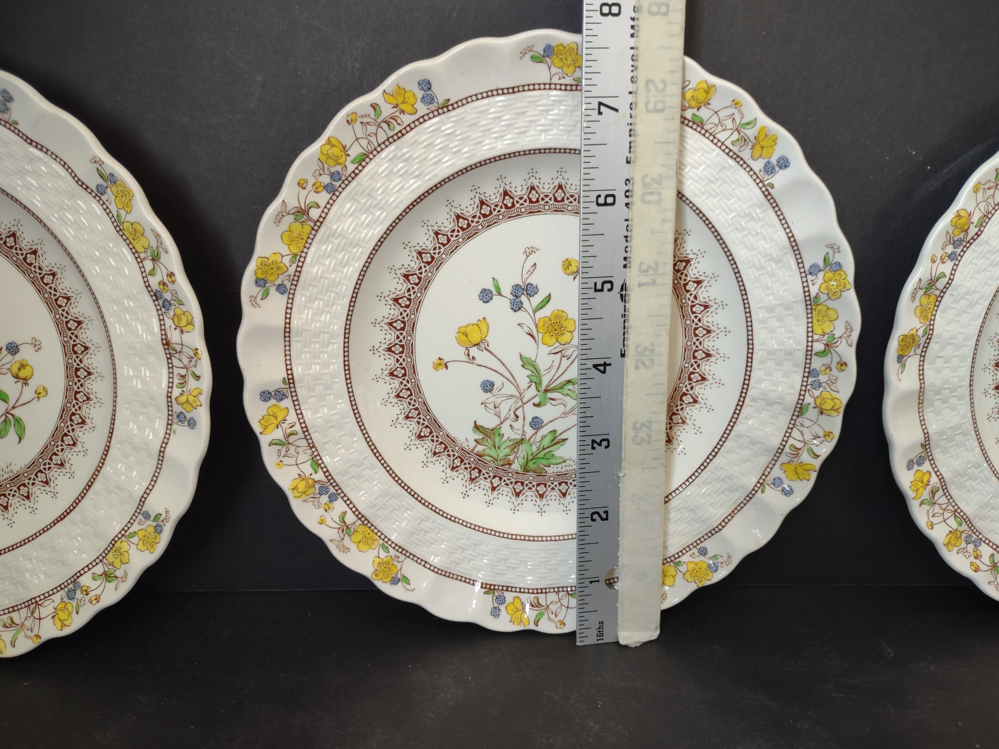 Vintage Spode Buttercup Dessert Plate x 3 English Countryside Ironstone lot 5741