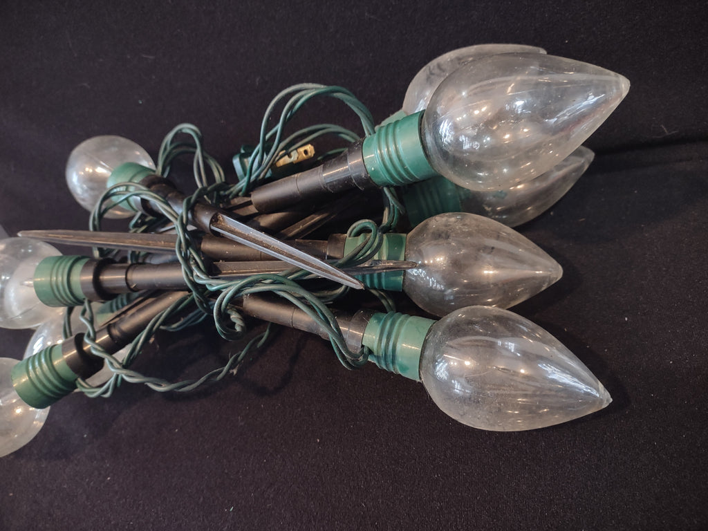 Christmas Pathway String Stake Lights 7 Ft 10 Lights Large Clear Bulb (lot 3286