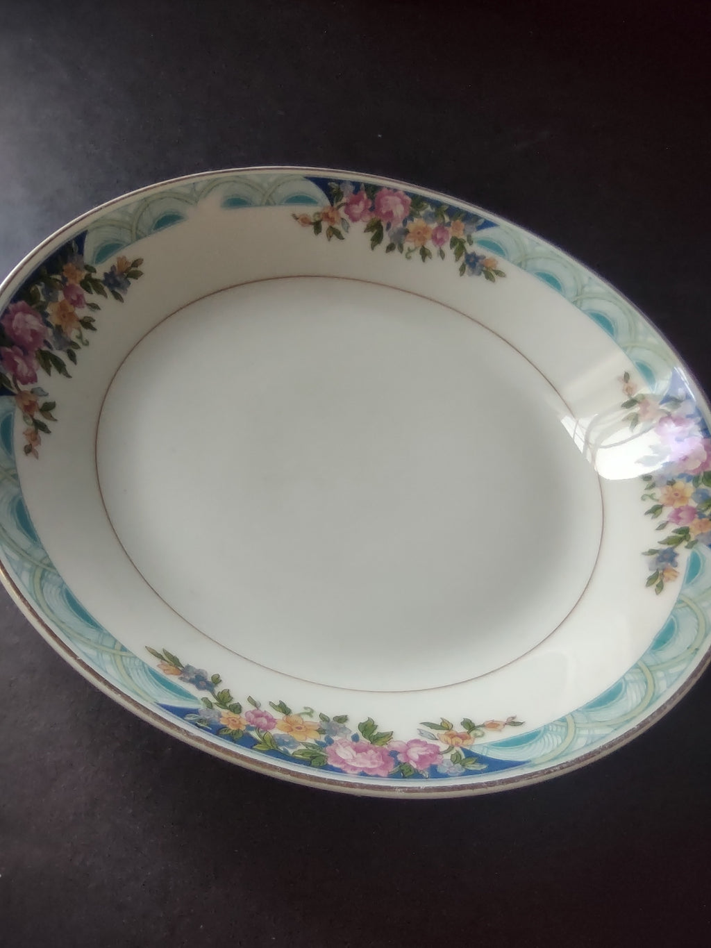Haviland Limoges Massachusetts Cream Soup Plate Blue Floral (lot 932)