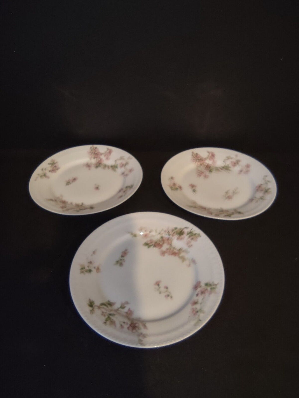 Haviland Limoges France 3 x Bread Butter Plate Gold Handles Red Blossoms lot 557